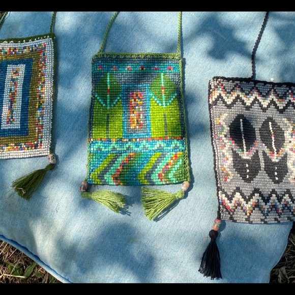 Handmade hand-dyed Boho Beaded Bag Purse Crossbody - Picture 5 of 6